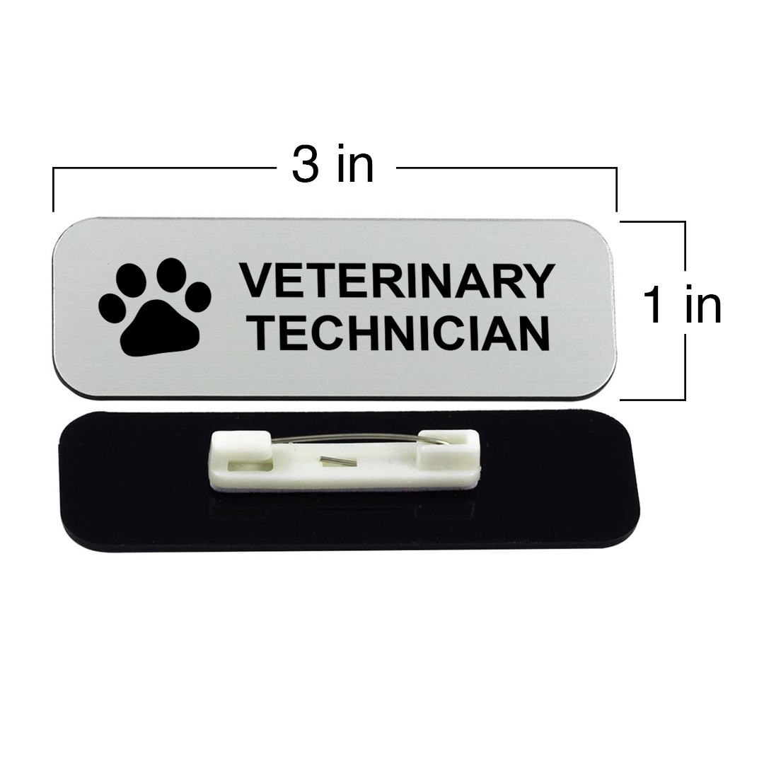 Veterinary Technician 1 x 3" Name Tag/Badge, (3 Pack)