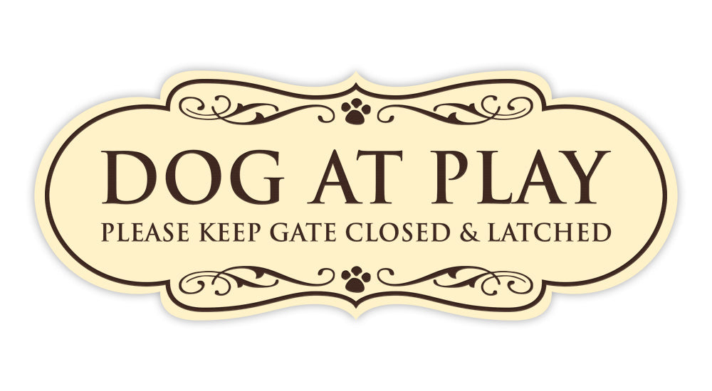 Motto Lita Designer Paws, Dog At Play Please Keep Gate Closed and Latched Wall or Door Sign
