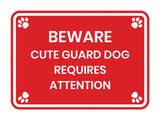 Motto Lita Classic Framed Paws, Beware Cute Guard Dog Requires Attention Wall or Door Sign