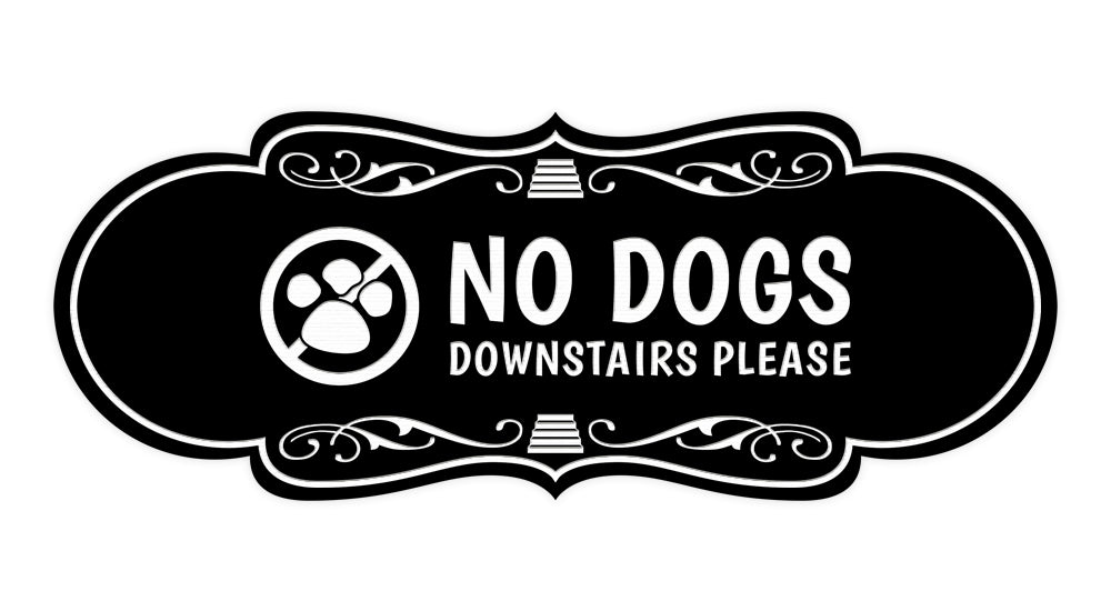 Motto Lita Designer Paws, No Dogs Downstairs Please Wall or Door Sign
