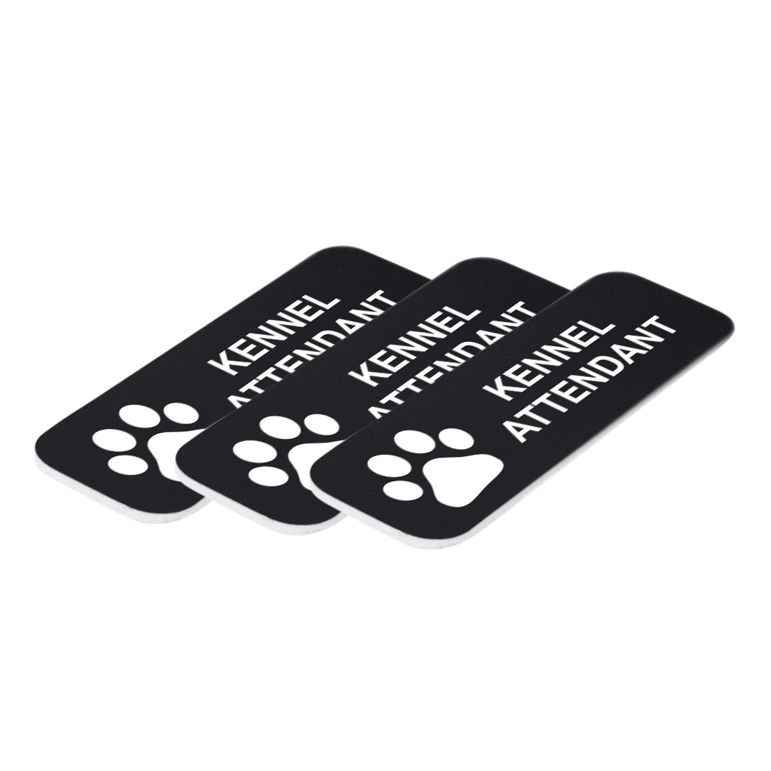 Kennel Attendant 1 x 3" Name Tag/Badge, (3 Pack)