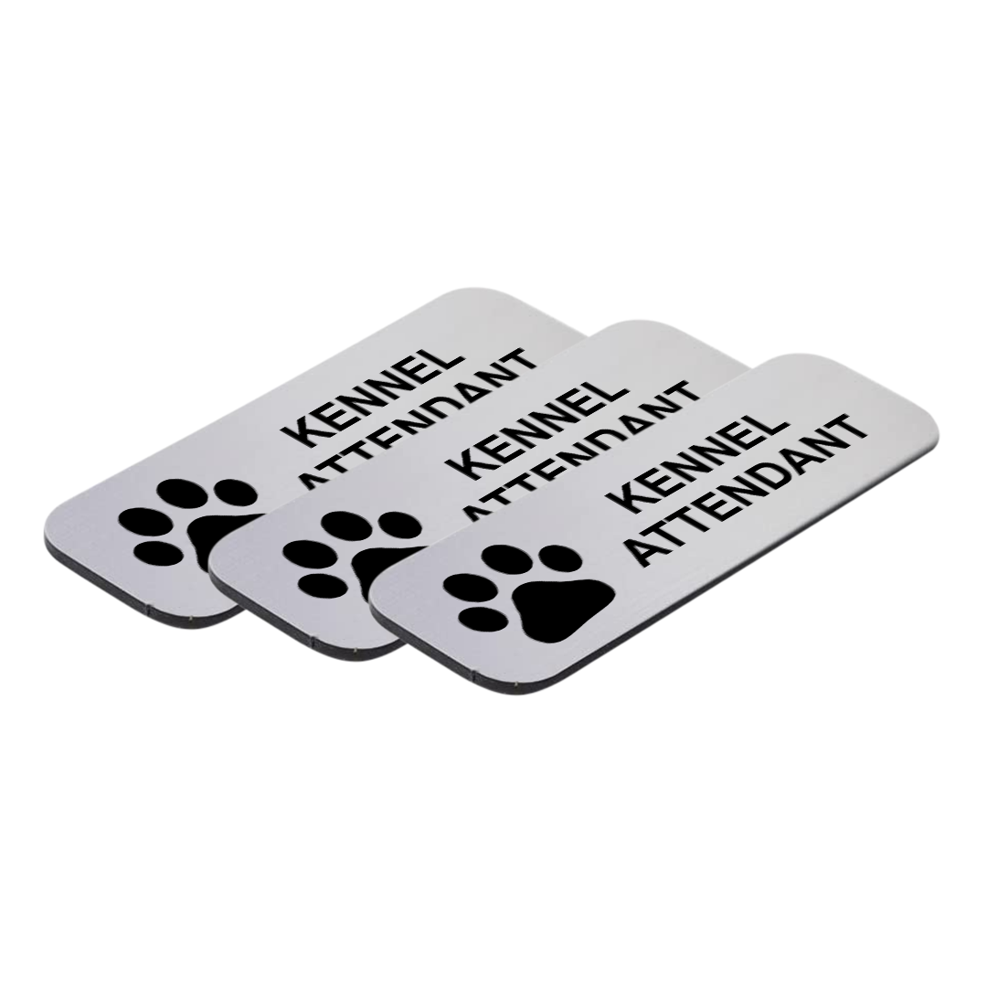 Kennel Attendant 1 x 3" Name Tag/Badge, (3 Pack)