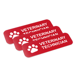 Veterinary Technician 1 x 3" Name Tag/Badge, (3 Pack)