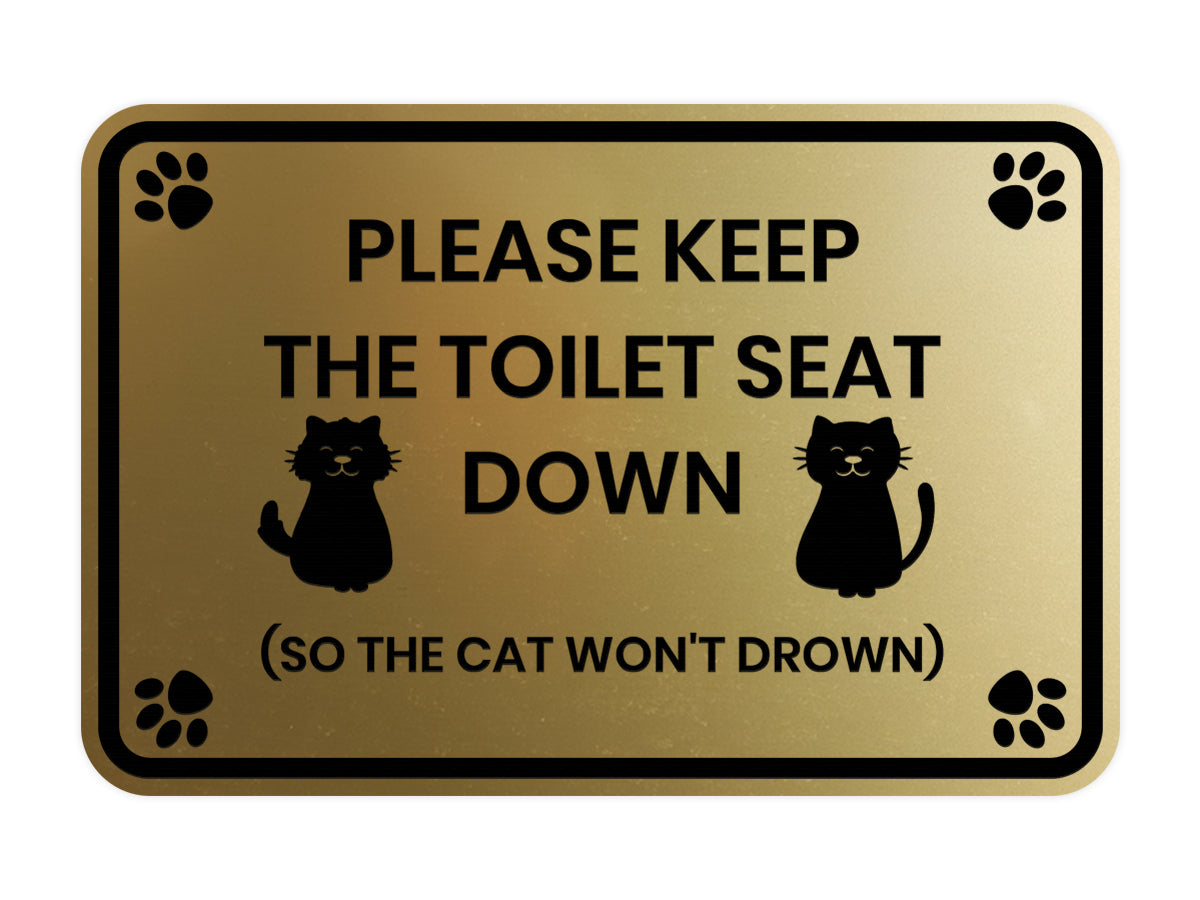Motto Lita Classic Framed Paws, Please Keep the Toilet Seat Down (So the cat won't drown) Wall or Door Sign