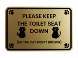 Motto Lita Classic Framed Paws, Please Keep the Toilet Seat Down (So the cat won't drown) Wall or Door Sign