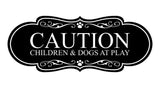 Motto Lita Designer Paws, Caution Children & Dogs at Play Wall or Door Sign