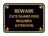 Motto Lita Classic Framed Paws, Beware Cute Guard Dog Requires Attention Wall or Door Sign