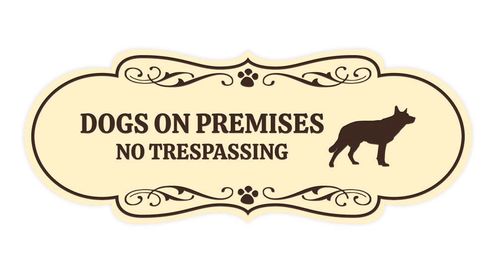 Motto Lita Designer Paws, Dogs On Premises No Trespassing Wall or Door Sign
