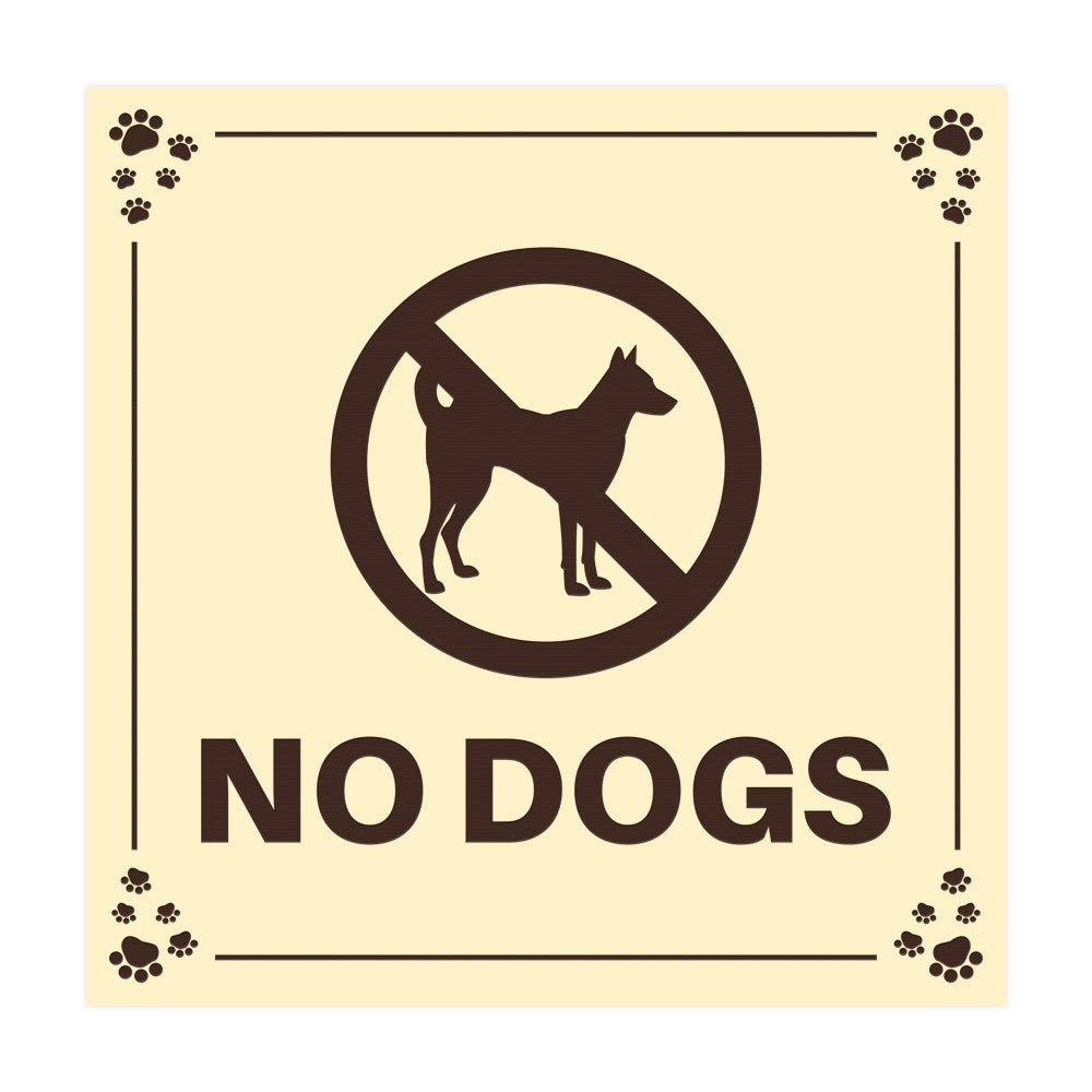 Motto Lita Square Paws No Dogs Wall or Door Sign