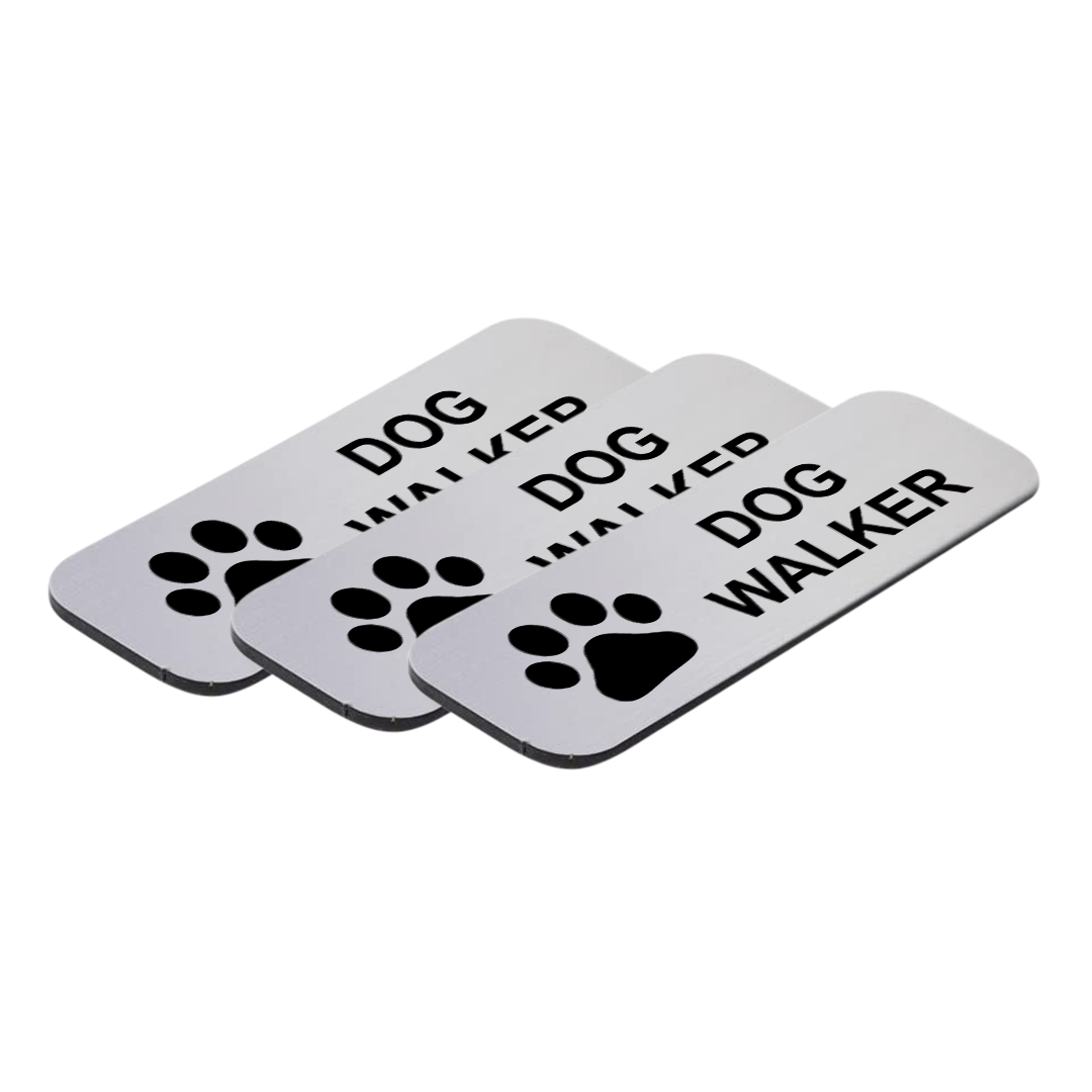 Dog Walker 1 x 3" Name Tag/Badge, (3 Pack)