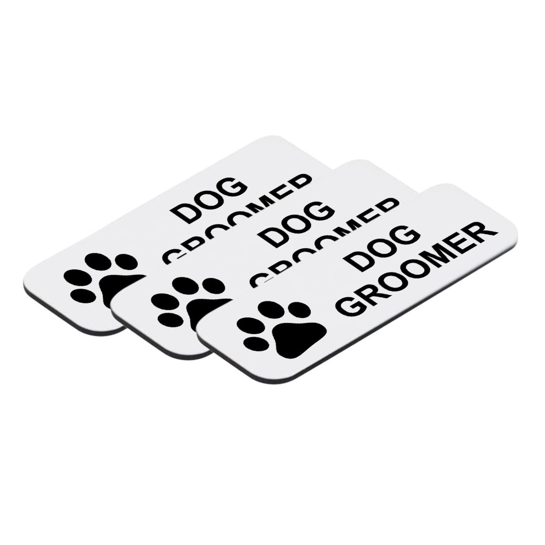 Dog Groomer 1 x 3" Name Tag/Badge, (3 Pack)