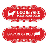 Motto Lita Designer Paws, Dog In Yard Please Close Gate and Beware of Dog Signs (2 Pack) Wall or Door Sign