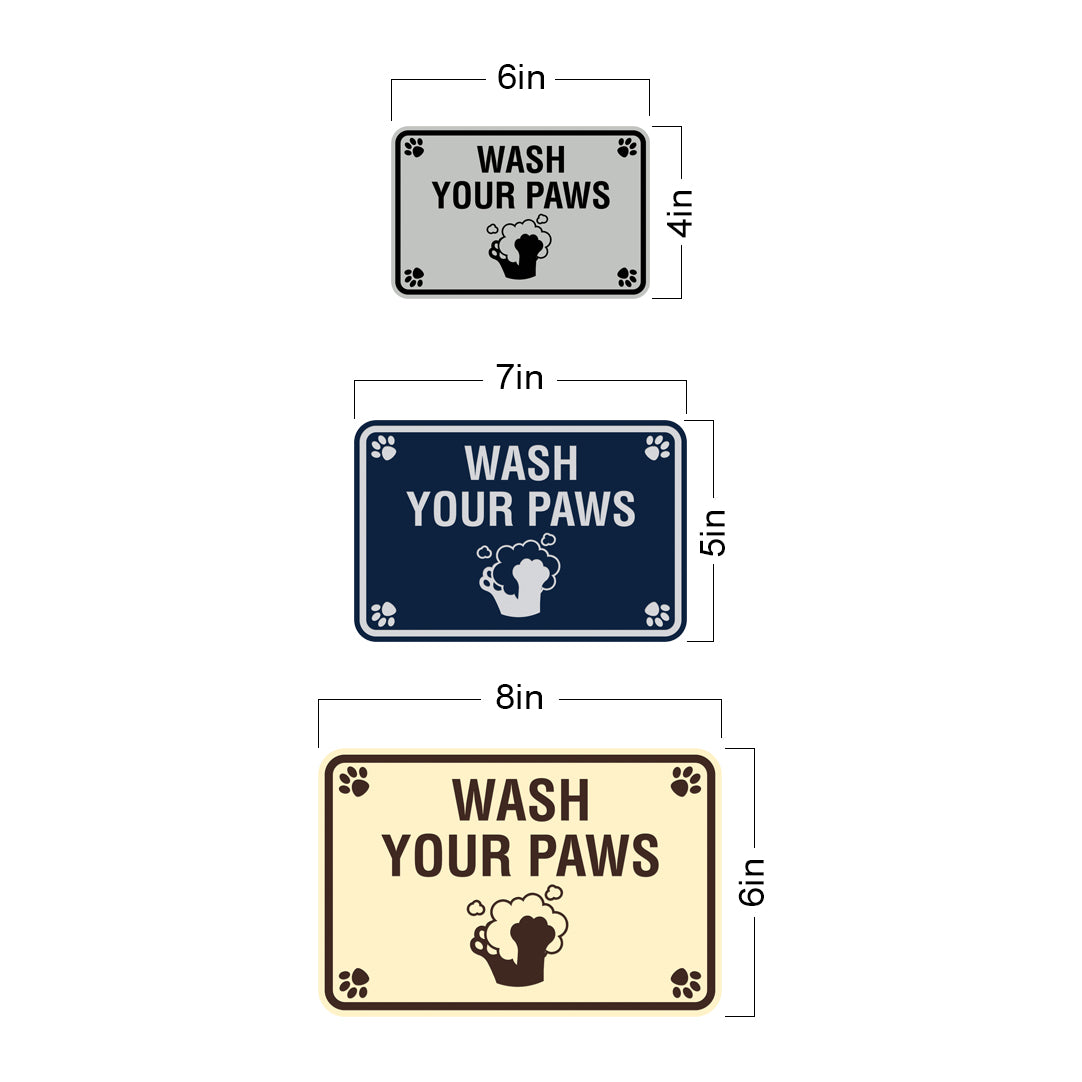 Motto Lita Classic Framed Paws, Wash Your Paws Wall or Door Sign