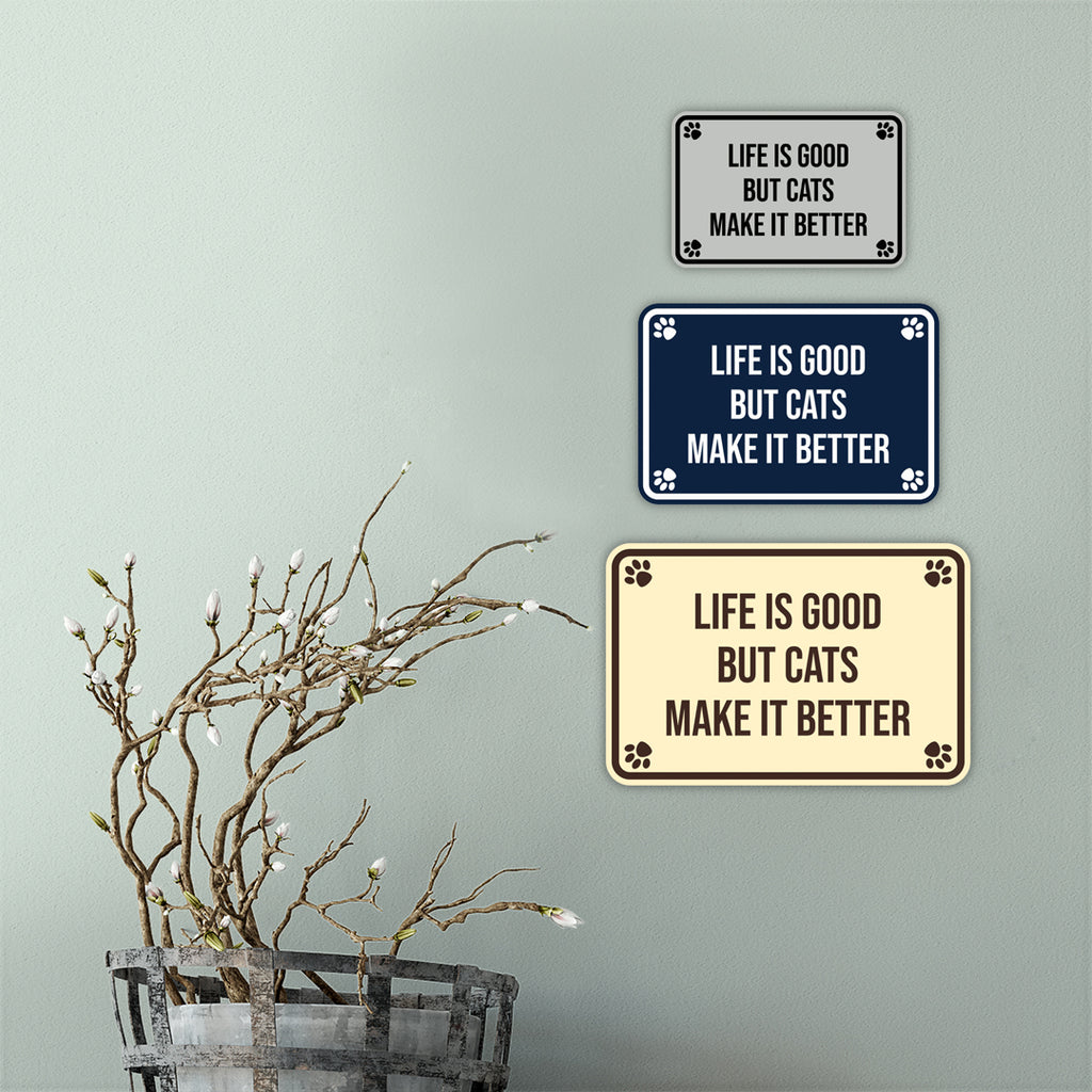 Motto Lita Classic Framed Paws, Life is Good But Cats Make it Better W ...