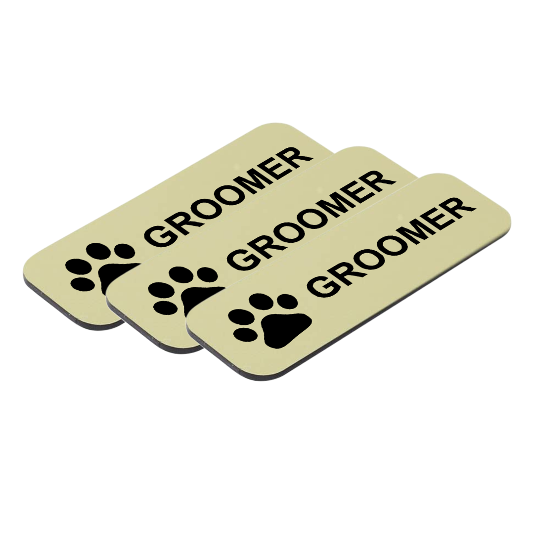 Groomer 1 x 3" Name Tag/Badge, (3 Pack)