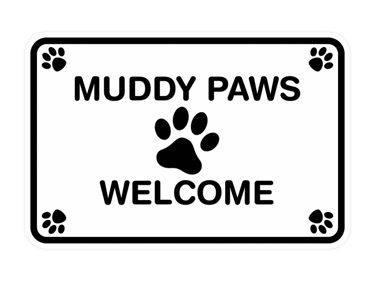Motto Lita Classic Framed Paws, Muddy Paws Welcome Wall or Door Sign