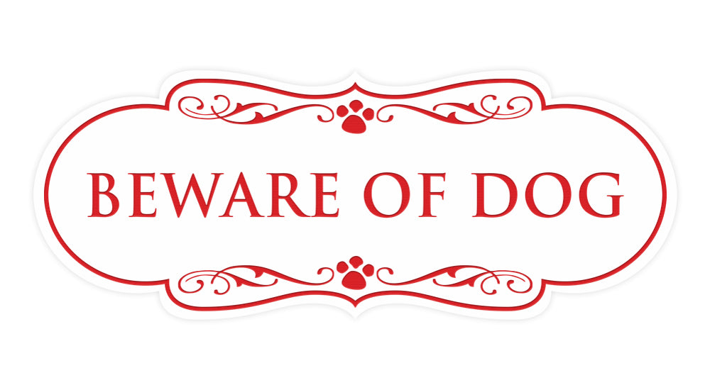 Beware of Dog Wall or Door Sign, Designer Paws Shape