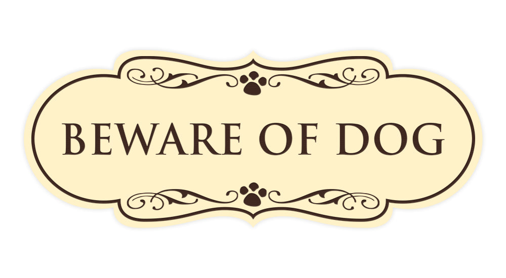 Beware of Dog Wall or Door Sign, Designer Paws Shape