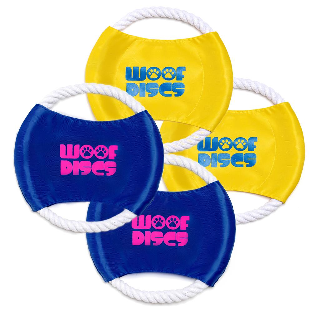 (4 Pack) Woof Discs - Flying Rope Disc, Dog Toy, Chewing Frisbee - Gaucho Goods