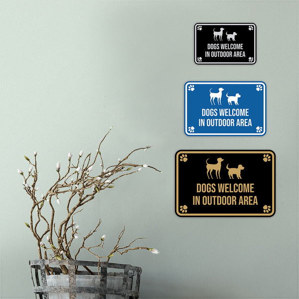 Classic Framed Paws, Dogs Welcome in Outdoor Area Wall or Door Sign ...