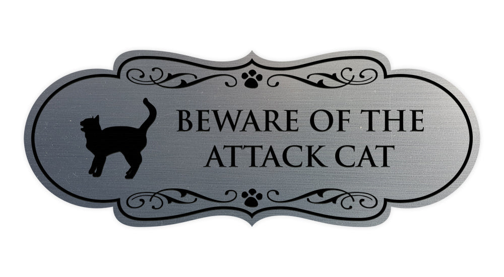 Designer Paws, Beware of the Attack Cat Wall or Door Sign