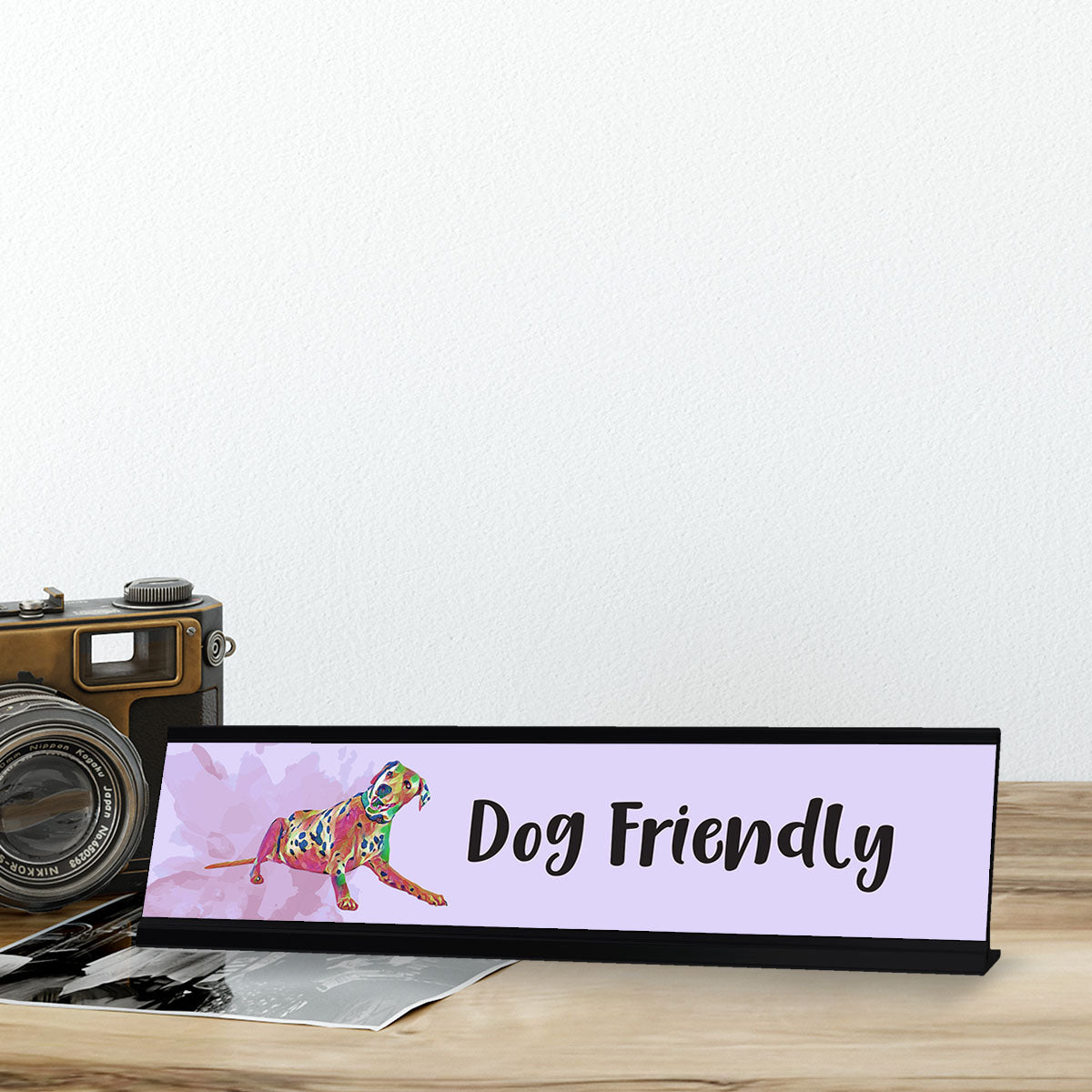 Dog Friendly, Designer Purple Gaucho Goods Desk Signs (2 x 8")