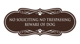 Designer Paws, No Soliciting No Trespassing Beware of Dog Wall or Door Sign