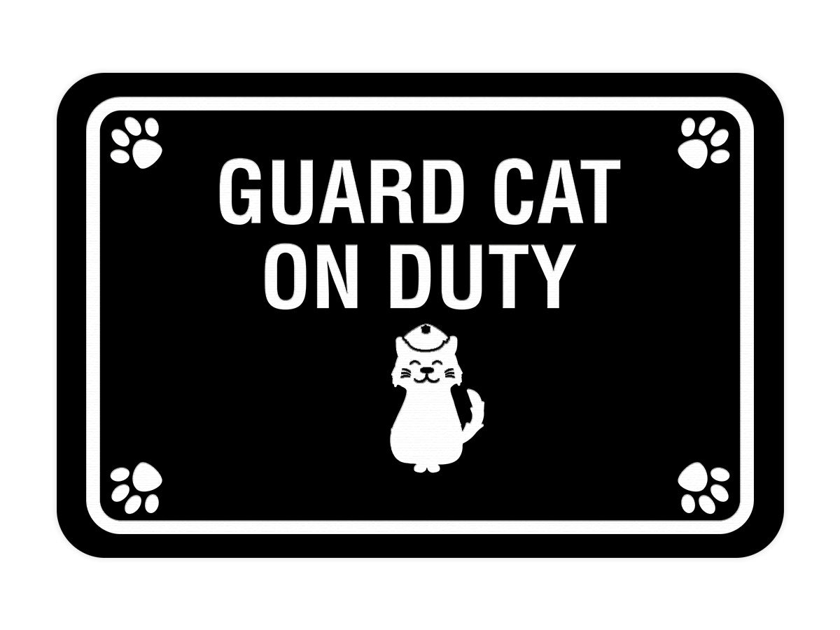 Classic Framed Paws, Guard Cat on Duty Wall or Door Sign