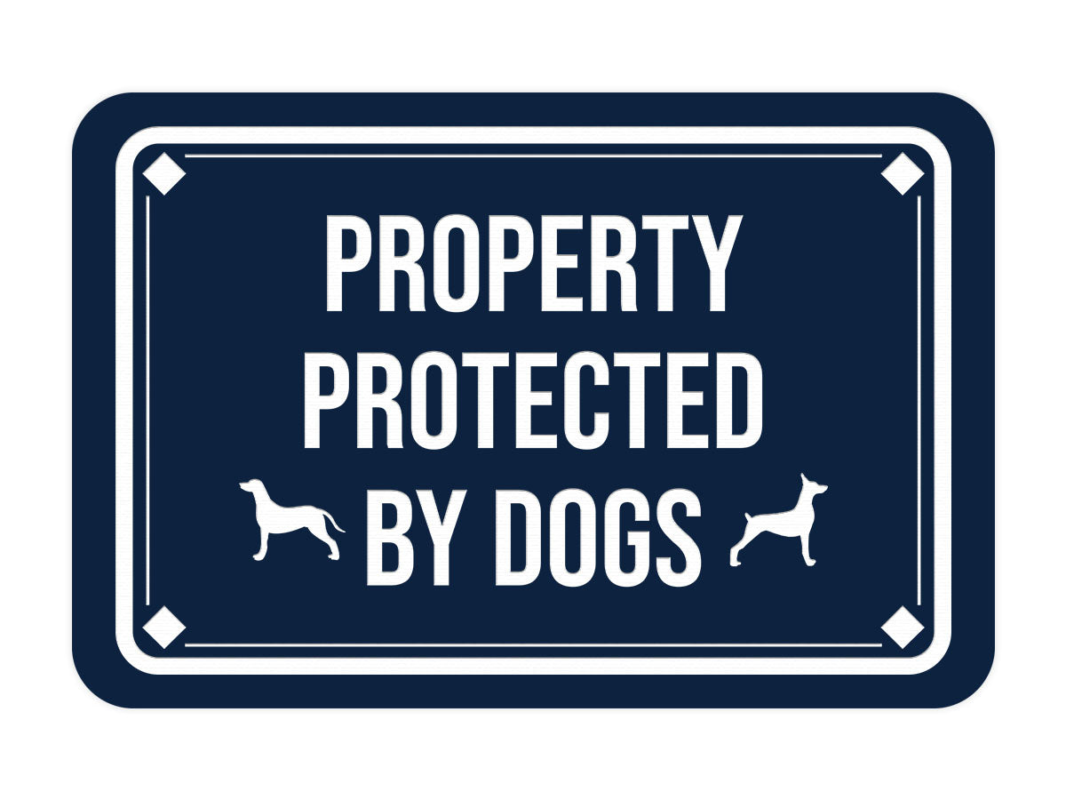 Classic Framed Diamond, Property Protected by Dogs Wall or Door Sign