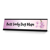 Boss Lady Dog Mom, Purple Designer Desk Sign Nameplate (2 x 8")