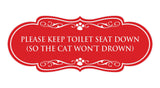 Designer Paws, Please Keep Toilet Seat Down (so the cat won't drown) Wall or Door Sign