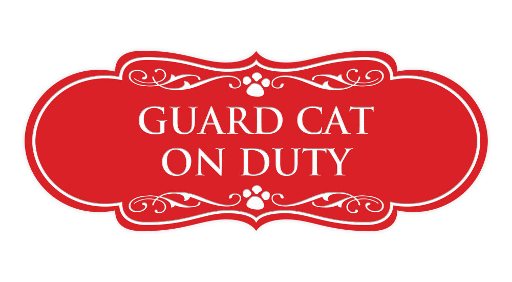 Designer Paws, Guard Cat On Duty Wall or Door Sign