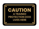 Classic Framed Diamond, Caution a Trained Protection Dog Lives Here Wall or Door Sign