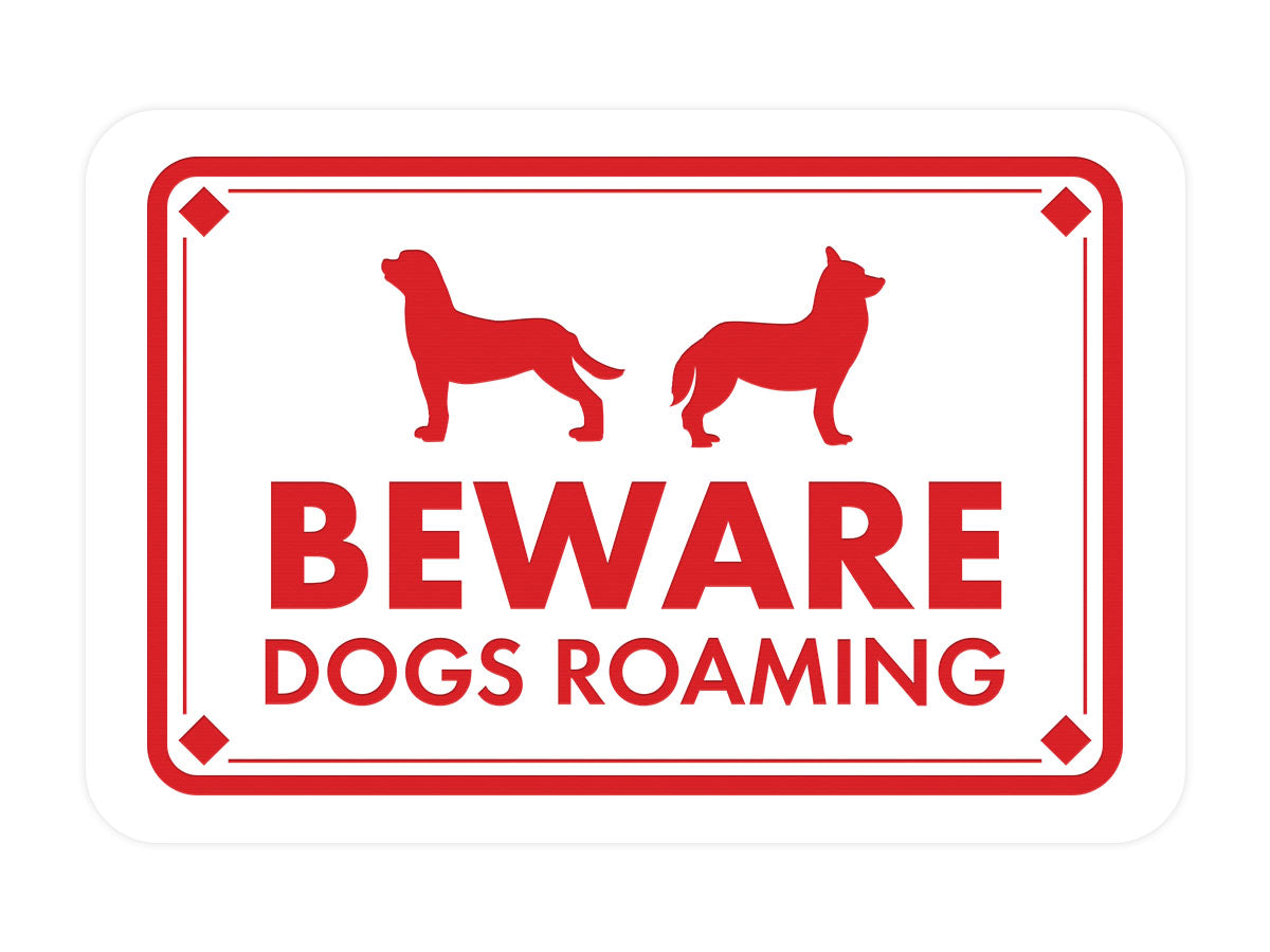 Classic Framed Diamond, Beware Dogs Roaming Wall or Door Sign