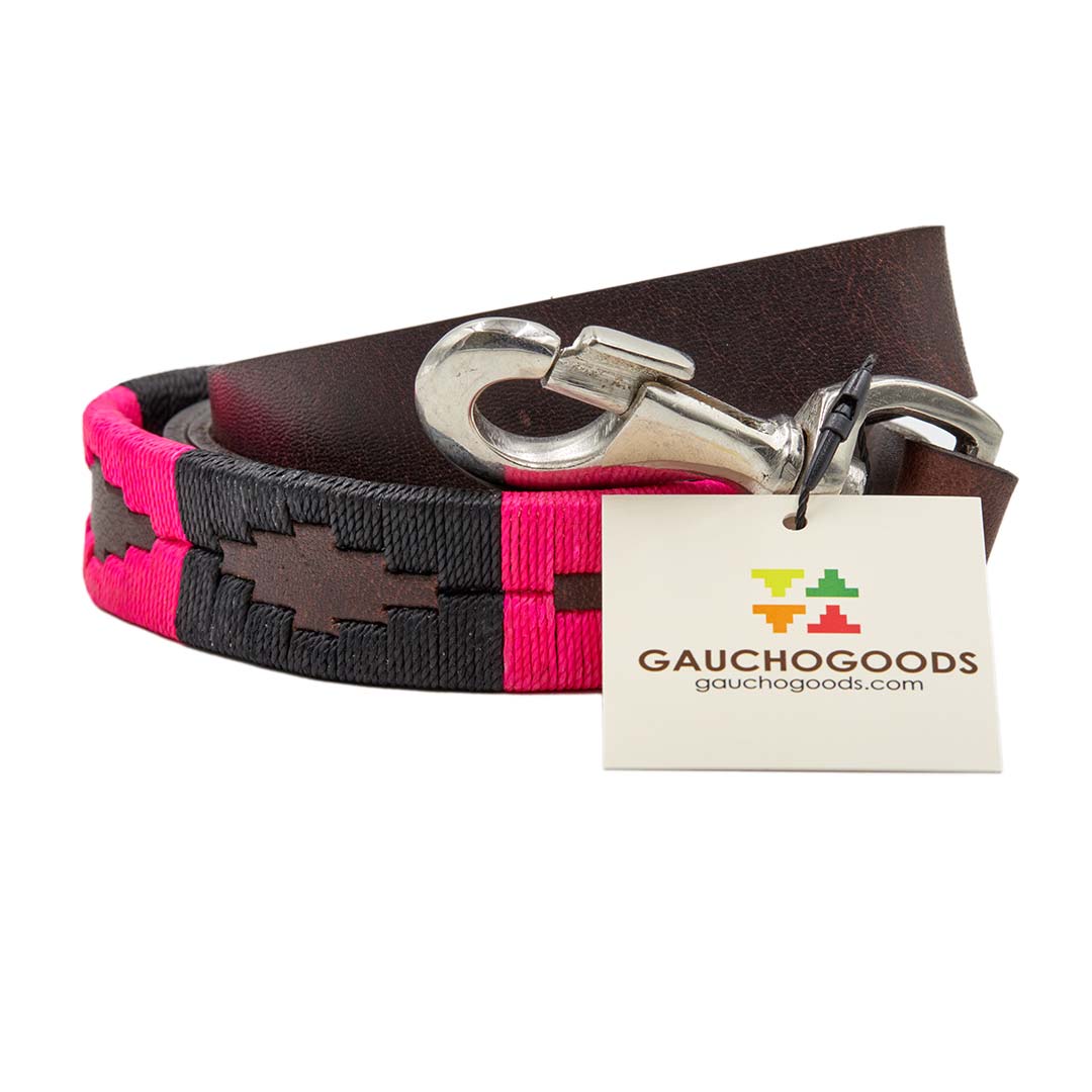 Antilles Leather Dog Leash - hand-stitched with vibrantly colored wax threads into premium soft leather