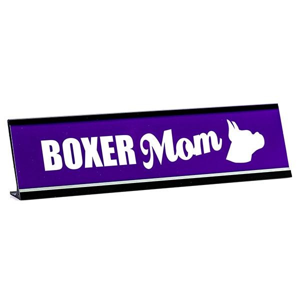 Boxer Mom Dog Lovers Desk Sign, Purple - Gaucho Goods
