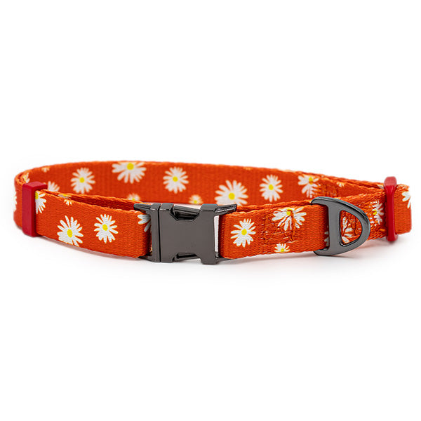 Nylon Dog Collar - Orange Daisy