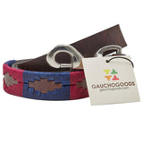 Napa Valley Leather Dog Leash - hand-stitched with grape purple and navy blue colors