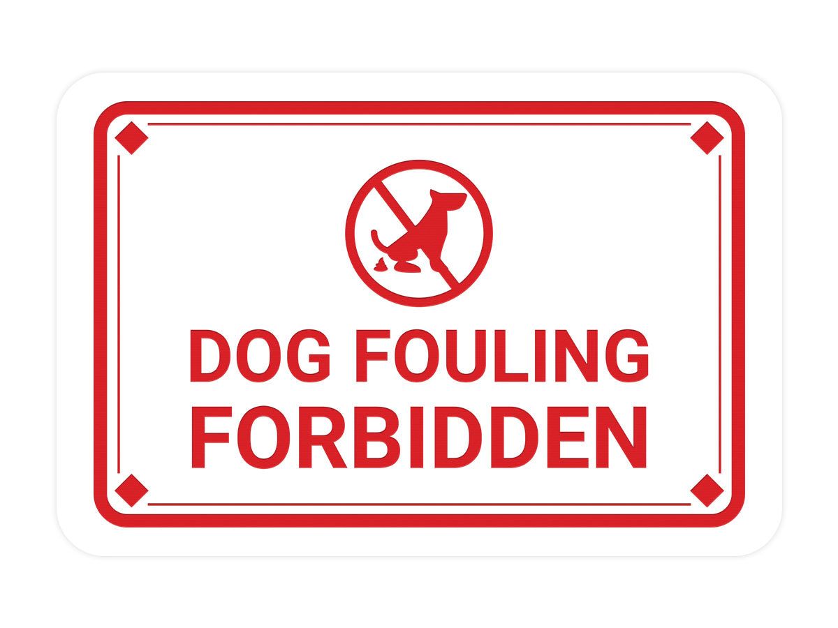 Classic Framed Diamond, Dog Fouling Forbidden Wall or Door Sign