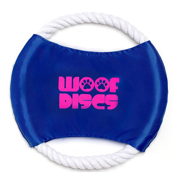 (Blue) Woof Discs - Flying Rope Disc, Dog Toy, Chewing Frisbee - Gaucho Goods