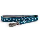 Paws and Pups Durable 6ft Nylon Dog Leash with neoprene padded handle - Dark Teal Paws - Gaucho Goods