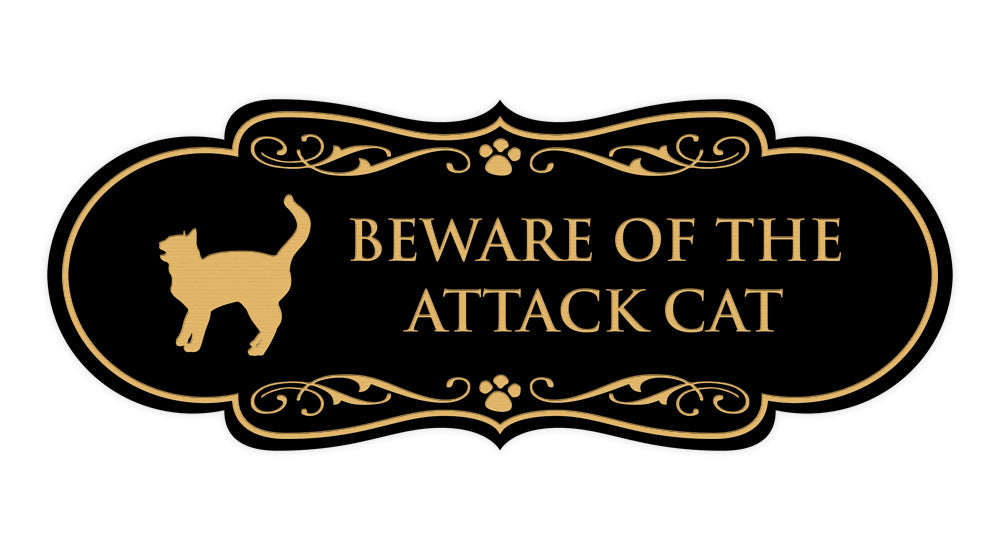Designer Paws, Beware of the Attack Cat Wall or Door Sign
