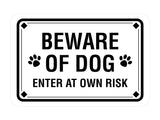 Classic Framed Diamond, Beware of Dog Enter at Own Risk Wall or Door Sign