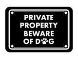 Classic Framed Diamond, Private Property Beware of Dog Wall or Door Sign