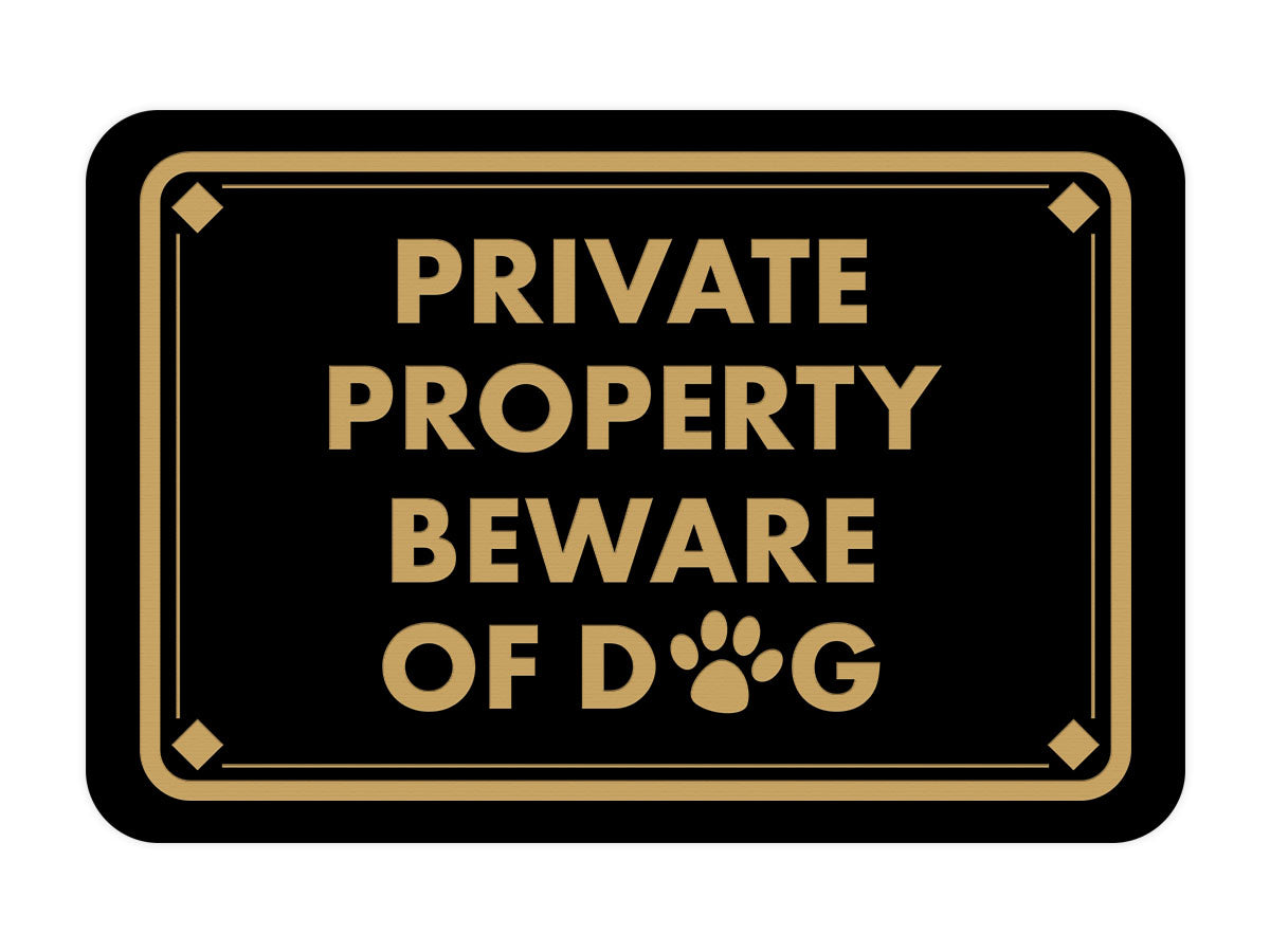 Classic Framed Diamond, Private Property Beware of Dog Wall or Door Sign