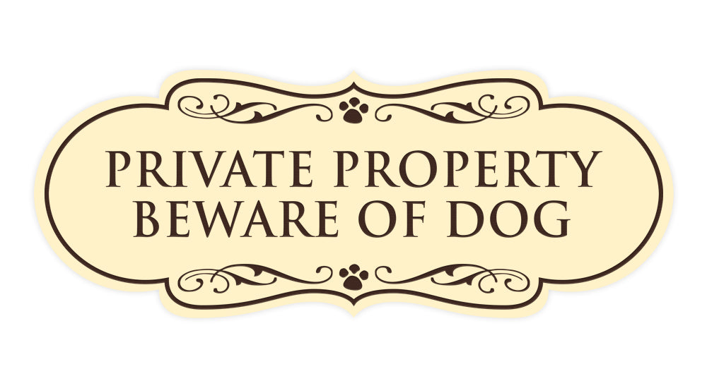 Designer Paws, Private Property Beware of Dog Wall or Door Sign