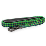 Paws and Pups Durable 6ft Nylon Dog Leash with neoprene padded handle - Green Tartan - Gaucho Goods