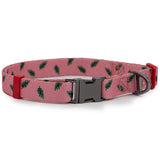 Paws and Pups Adjustable Nylon Dog Collar - Pink Ferns