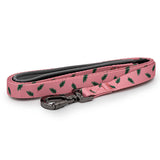 Paws and Pups Durable 6ft Nylon Dog Leash with neoprene padded handle - Pink Ferns - Gaucho Goods